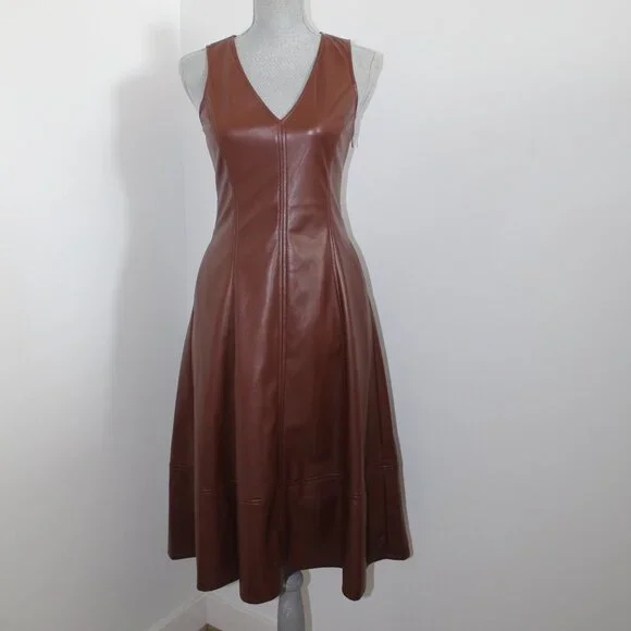 PAIGE | Dresses | Nwt Paige Fiorella Dress Petite French Press Faux Leather  | Poshmark